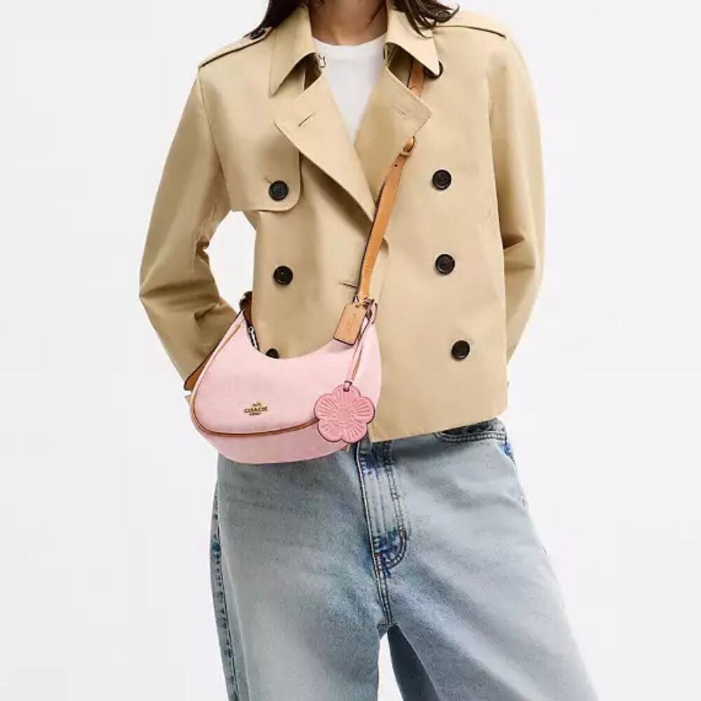 Coach CDW86 Emily Shoulder Bag Signature Canvas With Charms Powder Pink - Picture 6 of 16